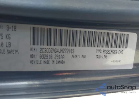 2018 Dodge Challenger Sxt из США, поврежденный, VIN 2C3CDZAG4JH272019